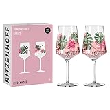 Ritzenhoff SOMMERSONETT Aperitifglas-Set #1 von Ramona Rosenkranz, aus Kristallglas, 544 ml, spülmaschinengeeignet, in Geschenkverpackung, 6011001, Rosa, Grün, 2 Stück (1er Pack)